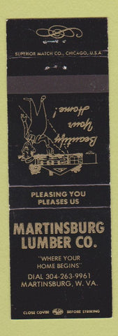 Matchbook Cover - Martinsburg Lumber WV