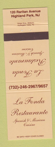 Matchbook Cover - La Fonda Restaurante Highland Park NJ