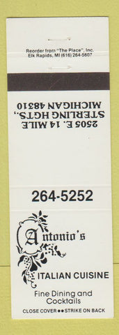 Matchbook Cover - Antonio's Italian Restaurant Sterling Heights MI