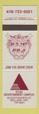 Matchbook Cover - Atlas Entertainment Complex Welland ON Pub Brew