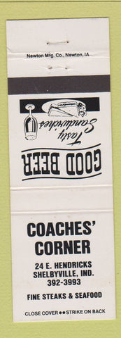 Matchbook Cover - Coaches' Corner Shelbyville IN