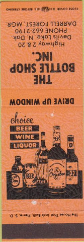 Matchbook Cover - Bottle Shop Inc Devils Lake ND orange