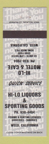 Matchbook Cover - Hi Lo Liquors Sporting Goods Weed CA