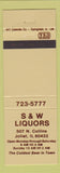 Matchbook Cover - S&W Liquors Joliet IL