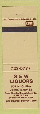 Matchbook Cover - S&W Liquors Joliet IL