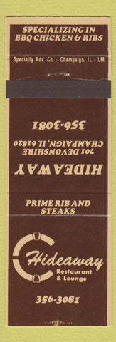 Matchbook Cover - Hideaway Restaurant Champaign IL