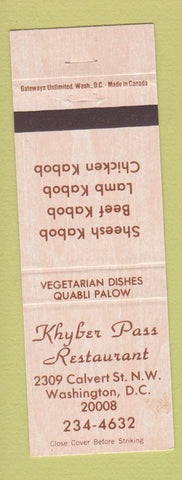 Matchbook Cover - Khyber Pass Restaurant Washington DC
