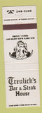 Matchbook Cover - Treulich's Bar Steak House Phoenix AZ