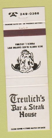 Matchbook Cover - Treulich's Bar Steak House Phoenix AZ