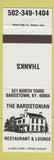 Matchbook Cover - Bardstonian Restaurant Lounge Bardstown KY