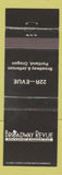 Matchbook Cover - Broadway Revue Restaurant Portland OR