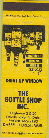 Matchbook Cover - Bottle Shop Inc Devils Lake ND yellow