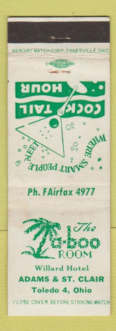 Matchbook Cover - Taboo Room Willard Hotel Toledo OH