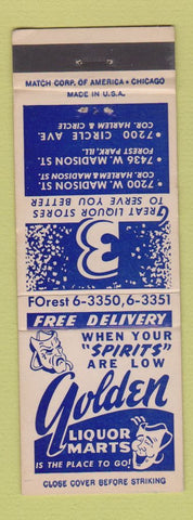 Matchbook Cover - Golden Liquor Marts Chicago IL