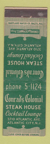Matchbook Cover - Conrad's Colonial Steak House Atlantic City NJ