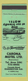Matchbook Cover - Carona Motel Edmundston NB