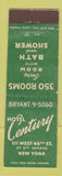 Matchbook Cover - Hotel Century New York City Federal