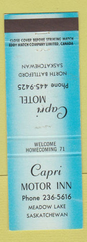 Matchbook Cover - Capri Motor Inn Meadow Lake SK