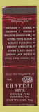 Matchbook Cover - Chateau Hotel Cobourg ON WEAR
