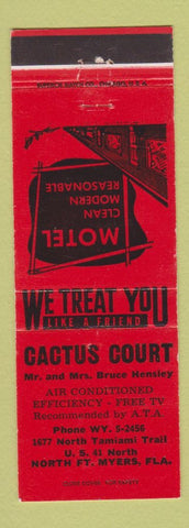 Matchbook Cover - Cactus Court Motel North Fort Myers FL