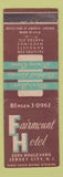 Matchbook Cover - Fairmount Hotel Jersey City NJ