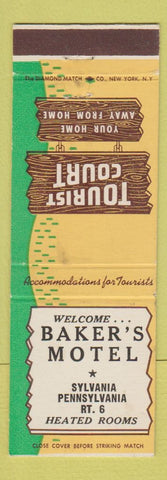 Matchbook Cover - Baker's Motel Sylvania PA