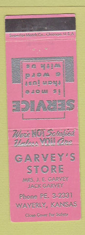 Matchbook Cover - Garvey's Store Waverly KS