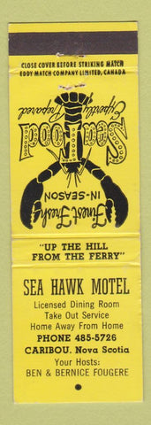 Matchbook Cover - Sea Hawk Motel Caribou NS WEAR
