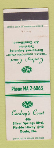 Matchbook Cover - Cordrey's Court Motel Ocala FL