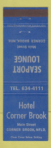 Matchbook Cover - Hotel Corner Brook Corner Brook NF Seaport Lounge BLUE