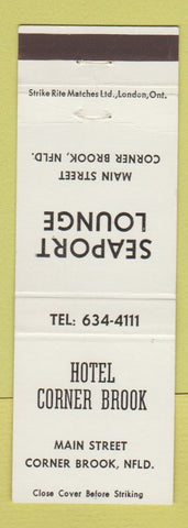 Matchbook Cover - Hotel Corner Brook Corner Brook NF Seaport Lounge WHITE