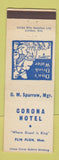 Matchbook Cover - Corona Hotel Flin Flon MB