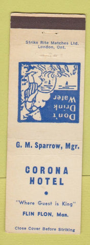 Matchbook Cover - Corona Hotel Flin Flon MB
