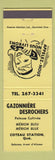 Matchbook Cover - Gazonniere Desrochers Coteau Station QC