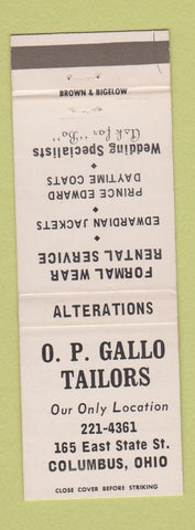 Matchbook Cover - OP Gallo Tailors Columbus OH WEAR