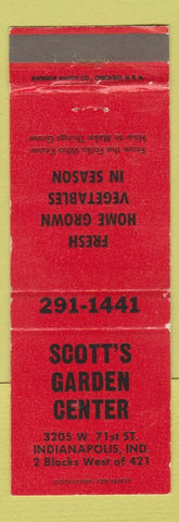 Matchbook Cover - Scott's Garden Center Indianapolis IN