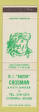 Matchbook Cover - RI Razor Crosman Auctioneer Corinna ME