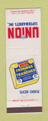 Matchbook Cover - Union Super Markets Grocery Sliced Cheese DD Bean
