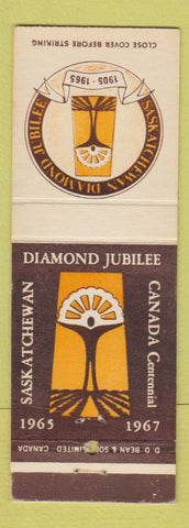 Matchbook Cover - Saskachewan Diamond Jubilee 1965 SK