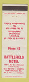 Matchbook Cover - Battlefield Motel New Market VA low phone #