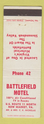 Matchbook Cover - Battlefield Motel New Market VA low phone #