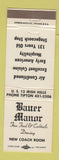 Matchbook Cover - Bauer Manor Restaurant Tipton MI