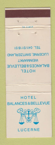 Matchbook Cover - Hotel Balances & Bellevue Lucerne Switzerland