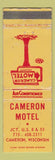 Matchbook Cover - Cameron Motel Cameron WI WORN