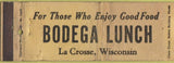 Matchbook Cover - Bodega Lunch LaCrosse WI WORN
