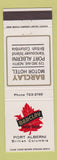 Matchbook Cover - Barclay Motor Hotel Port Alberni BC