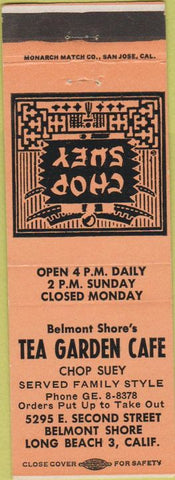 Matchbook Cover - Tea Garden Cafe Chinese Long Beach CA