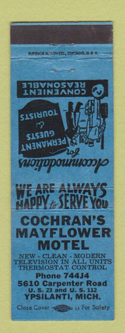 Matchbook Cover - Cochran's Mayflower Motel Ypsilanti MI