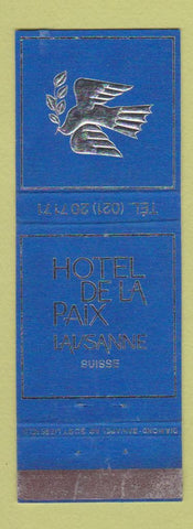 Matchbook Cover - Hotel De La Paix Lausanne Suisse