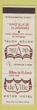 Matchbook Cover - De Ville Motor Hotel St Louis MO